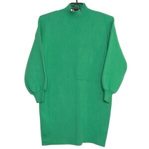 YLLW The Label Sweater Dress Size Small Kelly Green Knit Long Sleeve